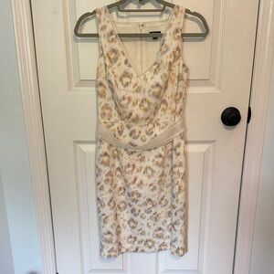Ann Taylor Elegant Cream and Gold Patterned Mini Dress